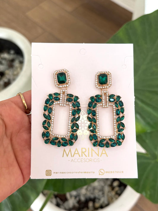 Aretes de pedrería verdes