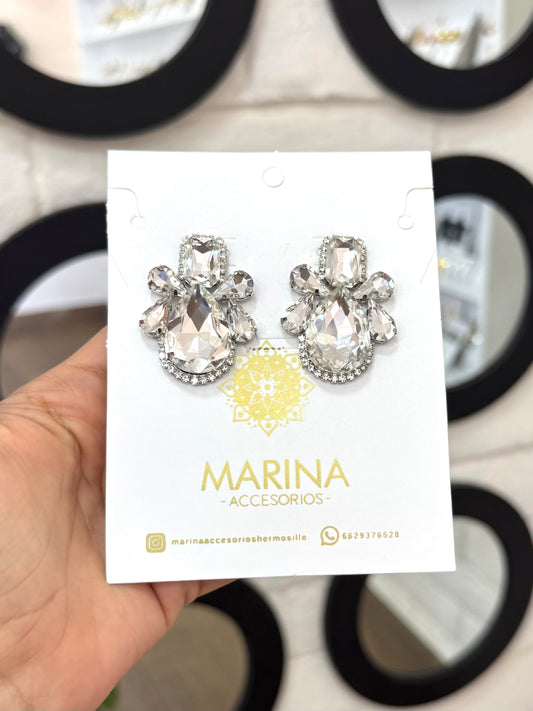Aretes de pedrería platas