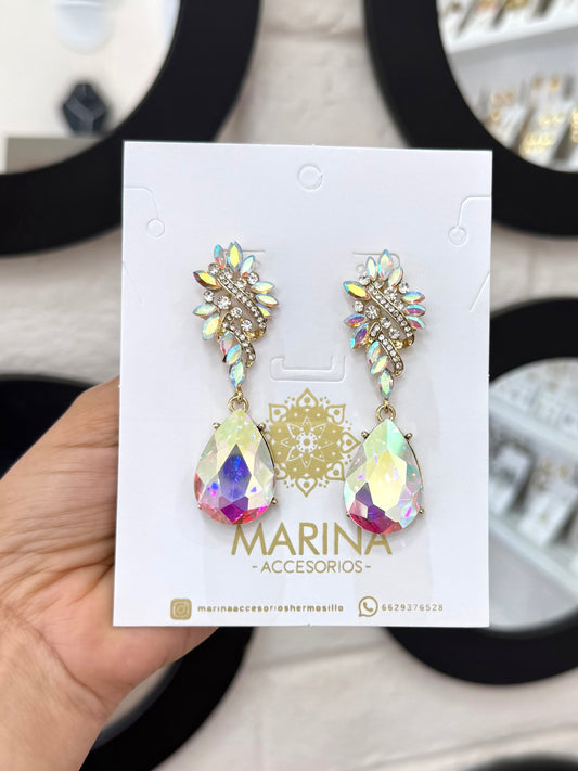 Aretes de pedrería tornasol