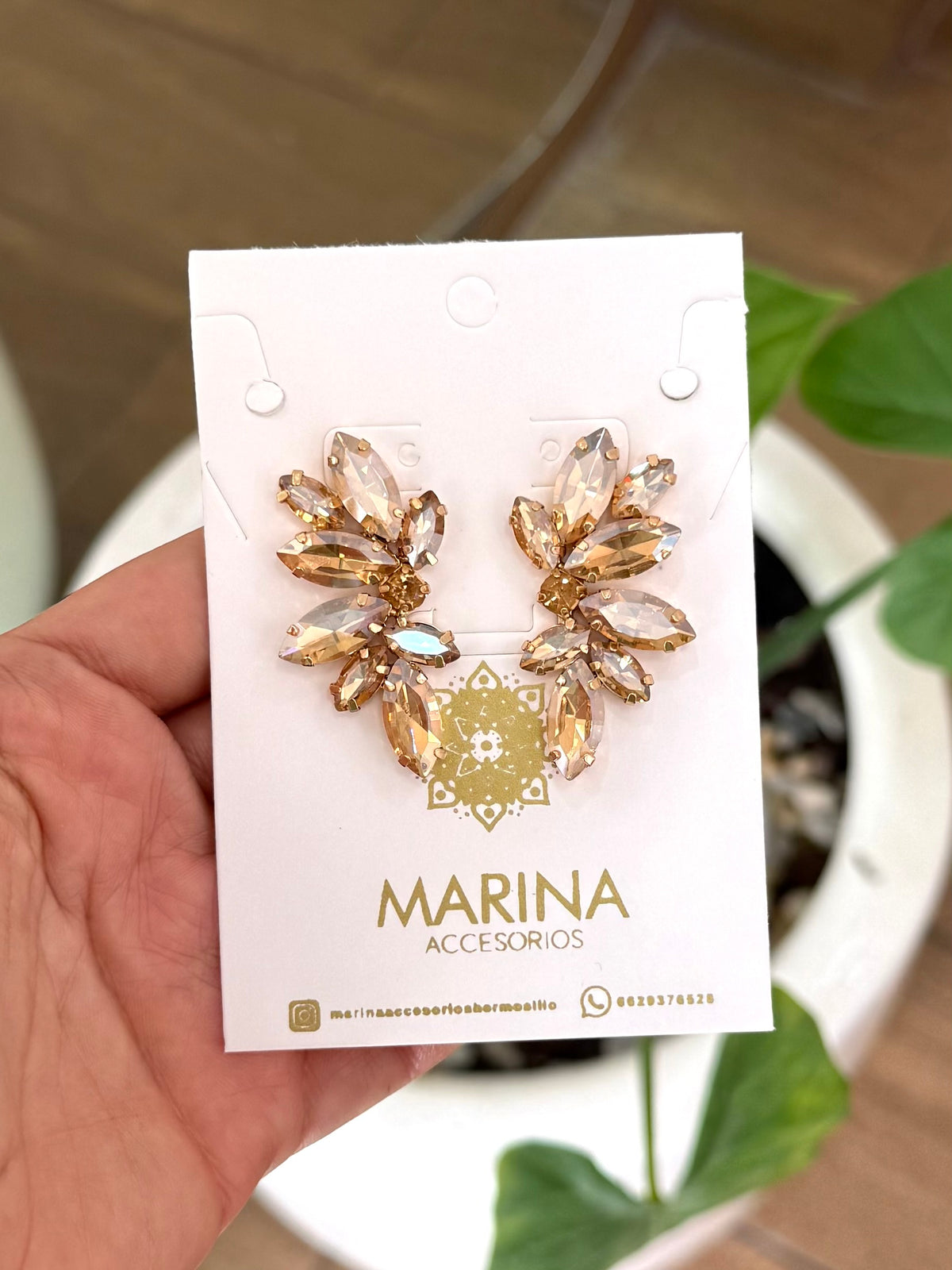 Aretes de pedrería dorados