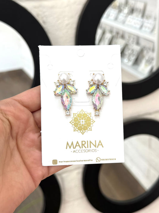 Aretes de pedrería tornasol