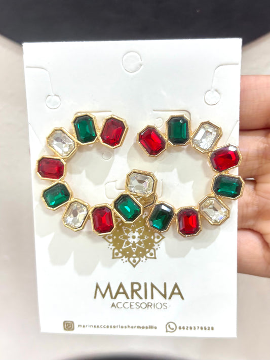 Aretes de pedrería multicolor