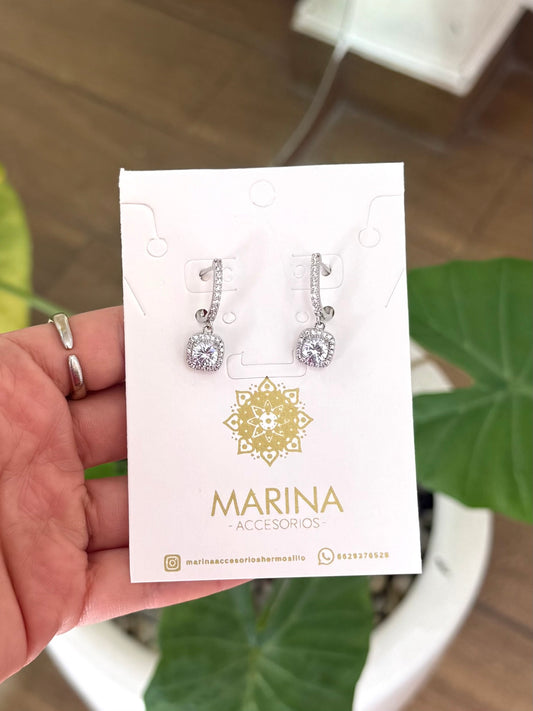 Aretes de pedrería platas