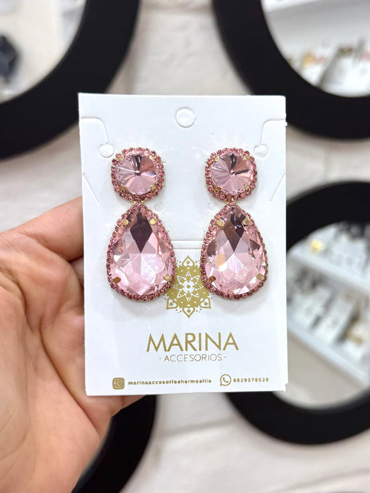 Arete de pedrería rosa