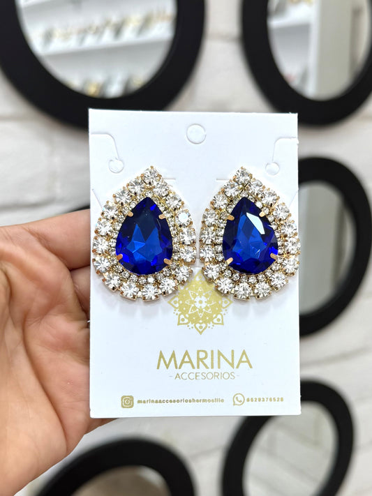 Arete de pedrería azul