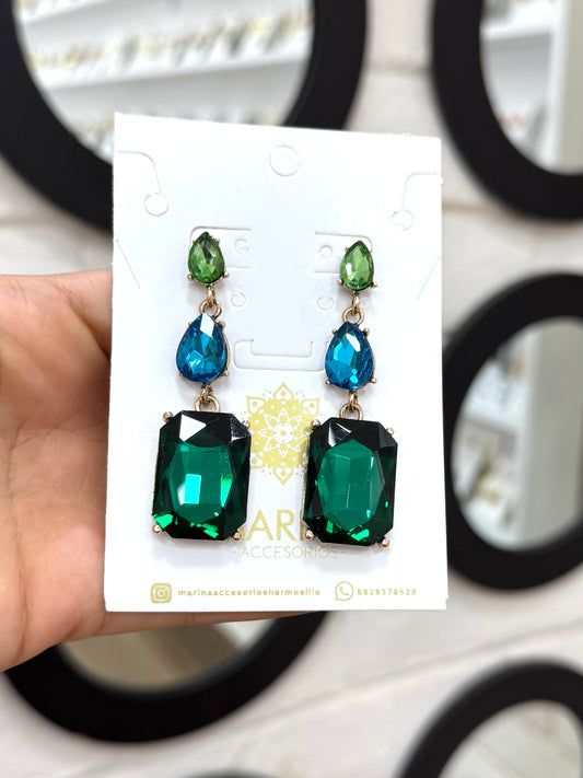 Aretes de pedrería verdes