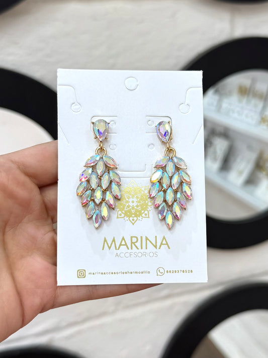 Aretes de pedrería tornasol