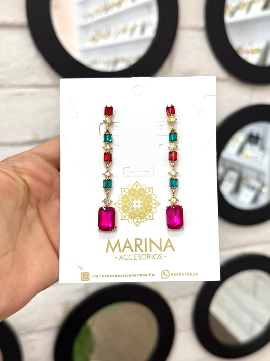 Aretes de pedrería multicolor
