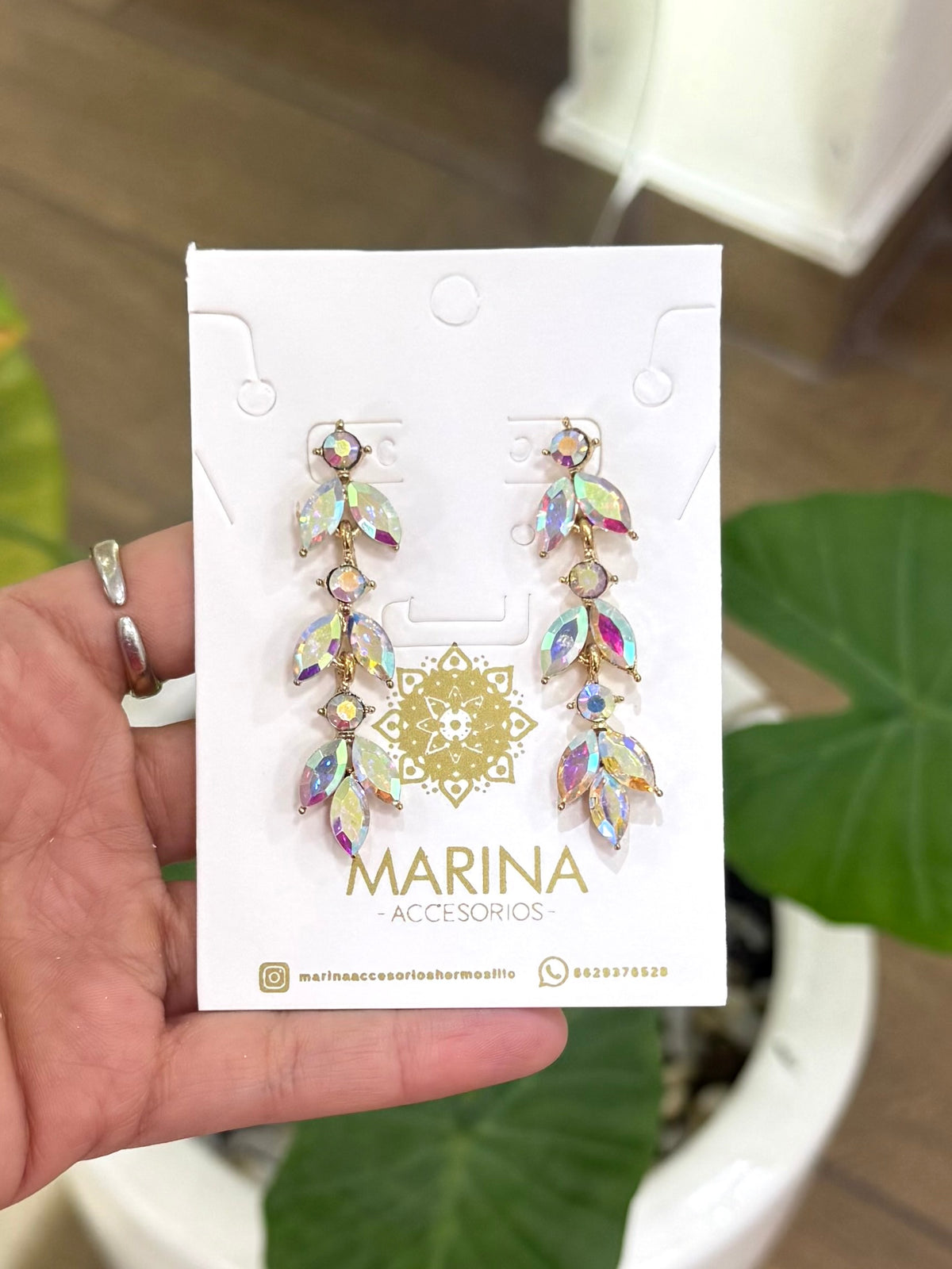 Aretes de pedrería tornasol