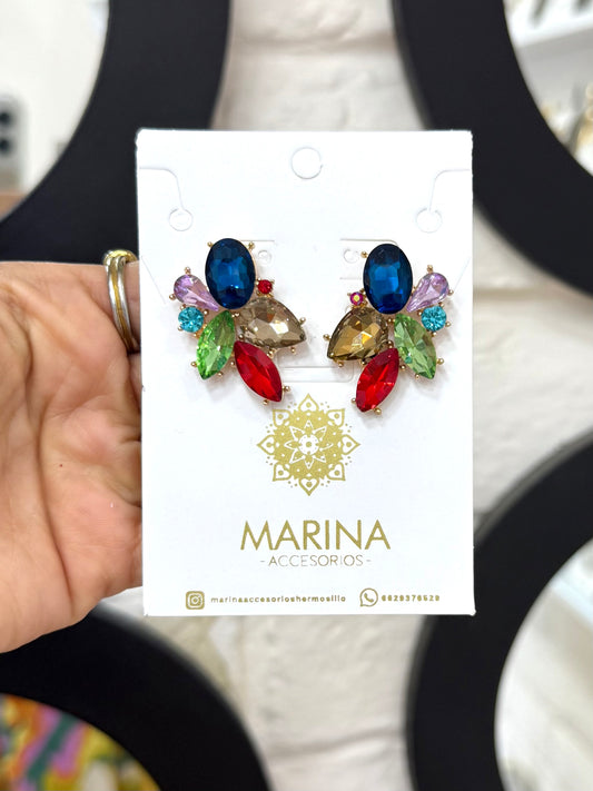 Aretes de pedrería multicolor