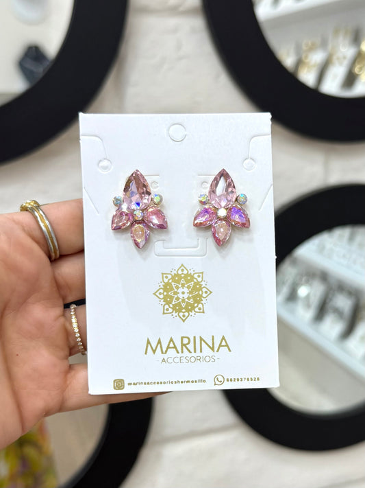 Arete de pedrería rosa