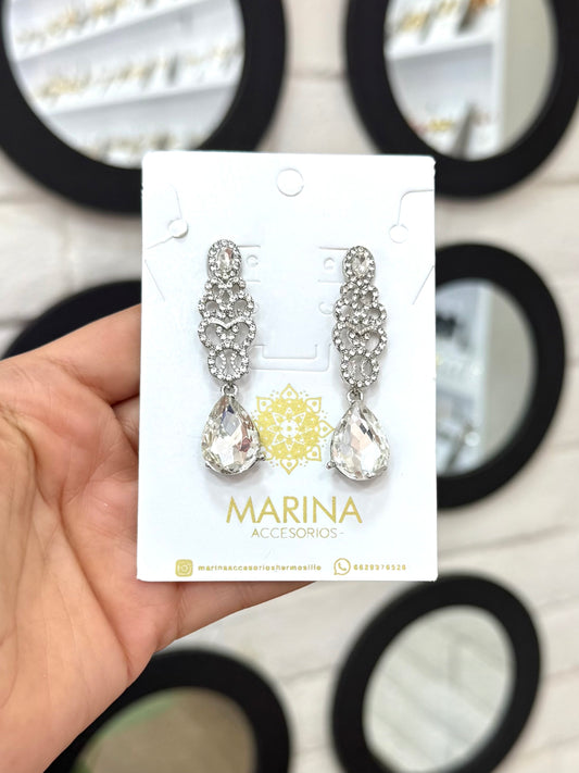 Aretes de pedrería platas