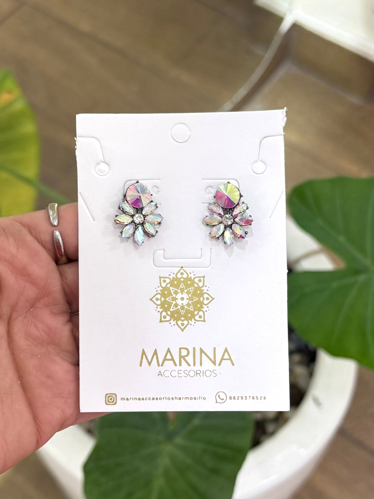 Aretes de pedrería tornasol