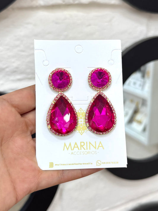 Arete de pedrería rosa