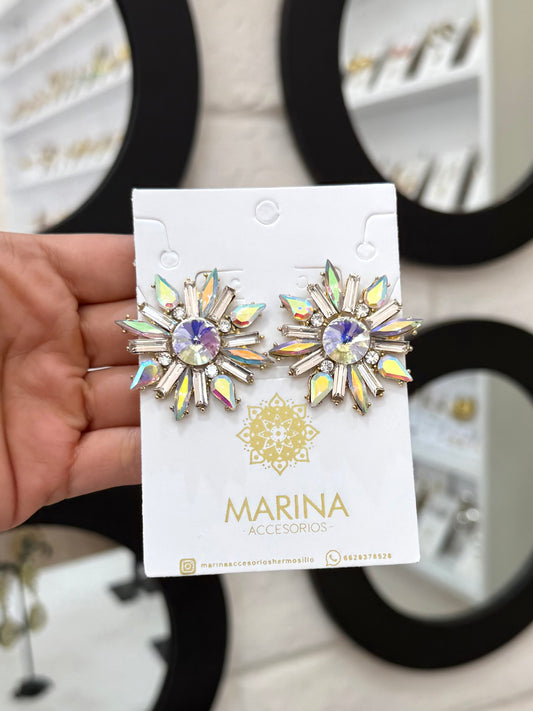 Aretes de pedrería tornasol