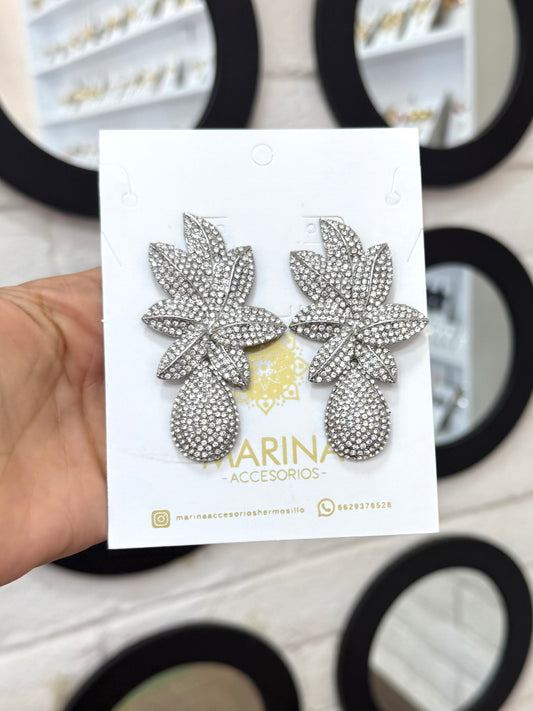Aretes de pedrería platas