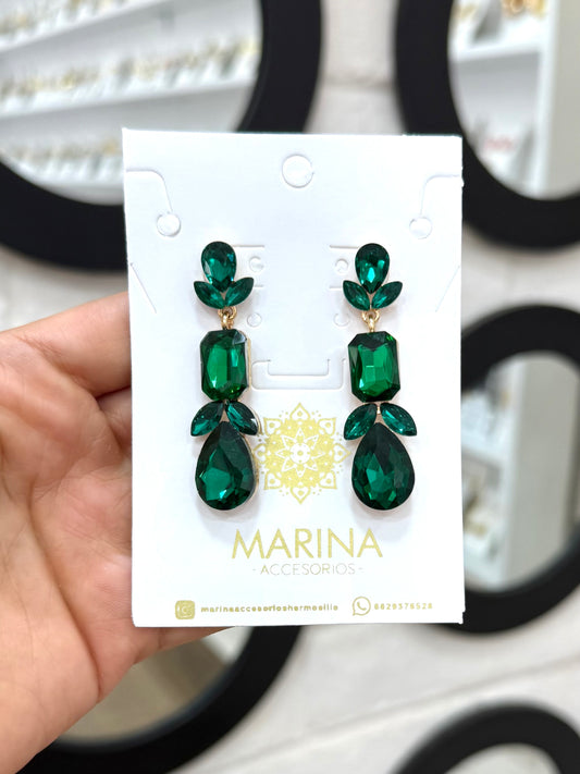 Aretes de pedrería verdes