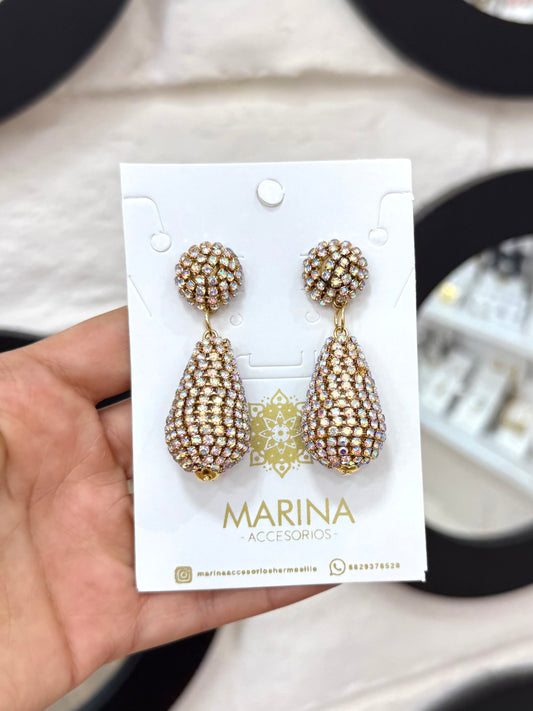 Aretes de pedrería tornasol