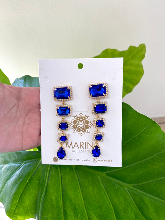 Aretes de pedrería azul