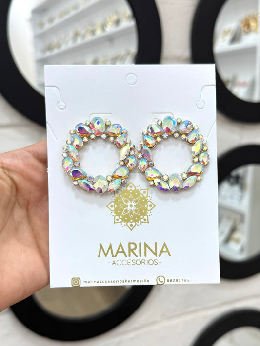 Aretes de pedrería tornasol