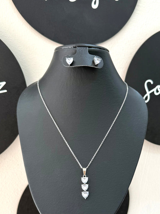 Collar corazones plata