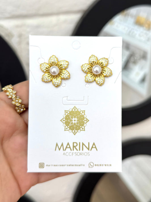Aretes de pedrería dorados