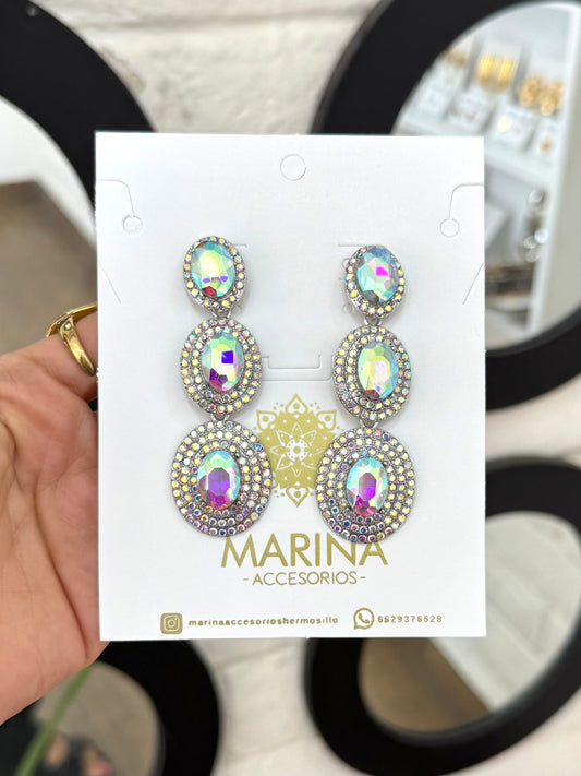 Aretes de pedrería tornasol