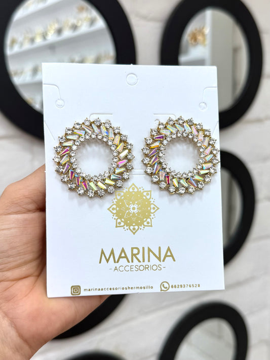 Aretes de pedrería tornasol