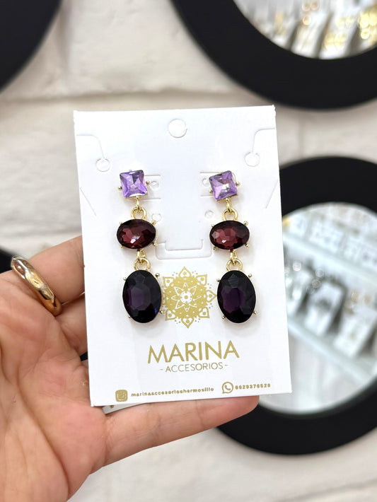 Aretes de pedrería morados