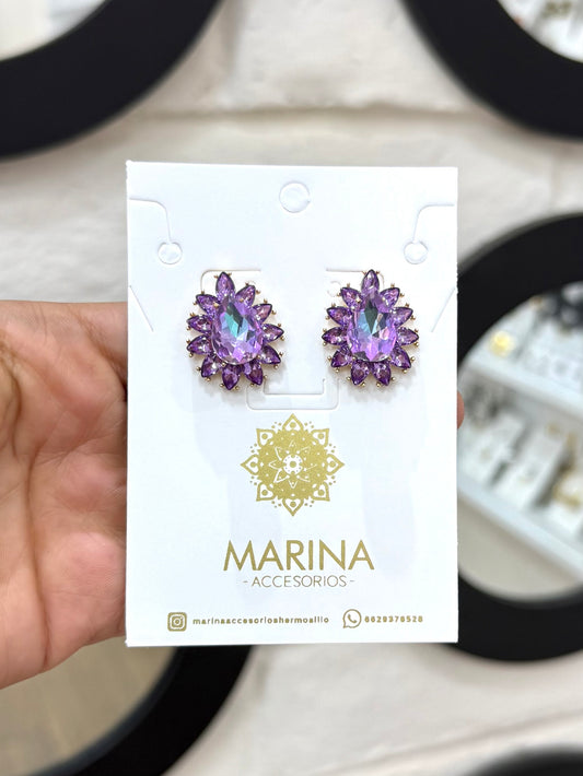 Aretes de pedrería morados