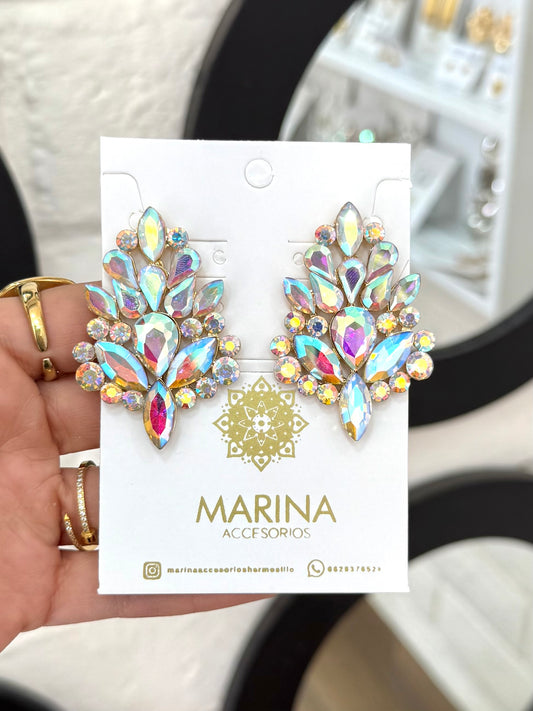 Aretes de pedrería tornasol