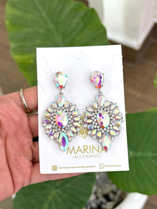 Aretes de pedrería tornasol
