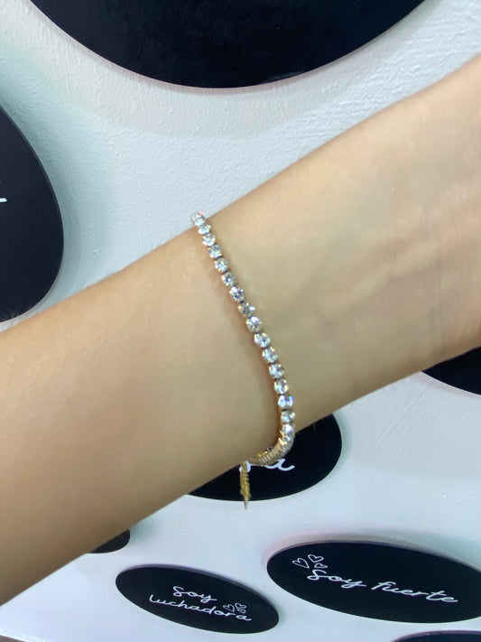 Pulsera brillos dorada