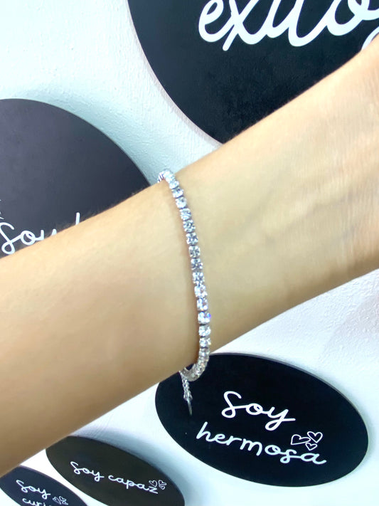 Pulsera brillos plata