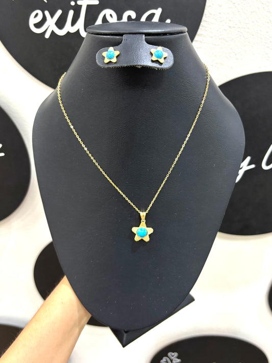 Collar estrella piedra azul