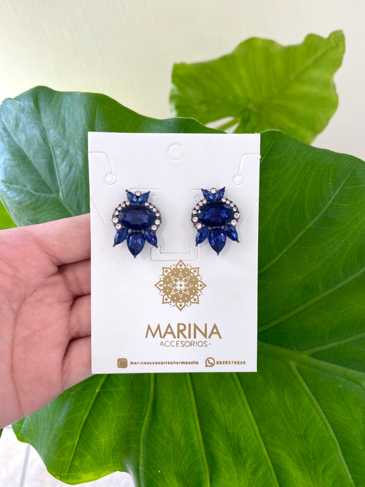 Aretes de pedrería azul