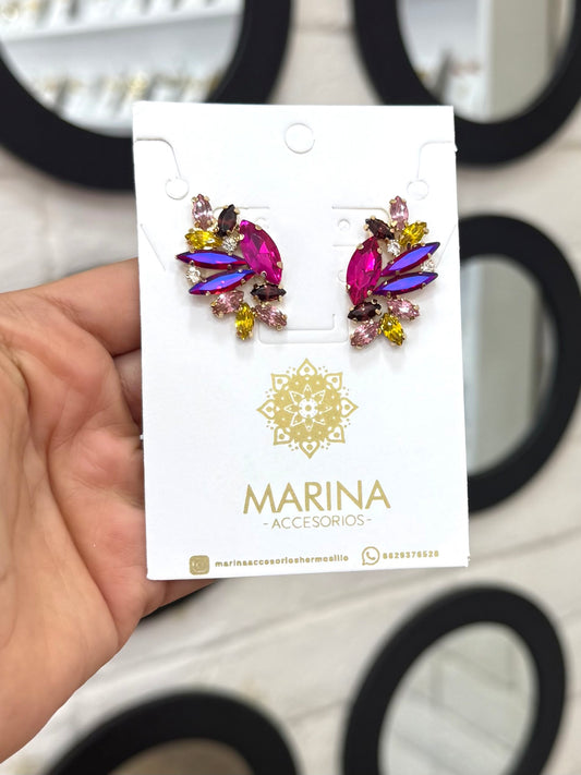 Aretes de pedrería multicolor