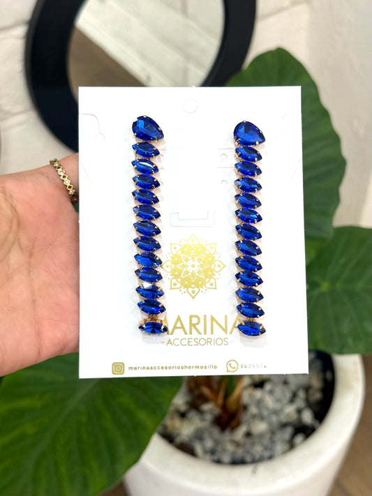 Arete de pedrería azul