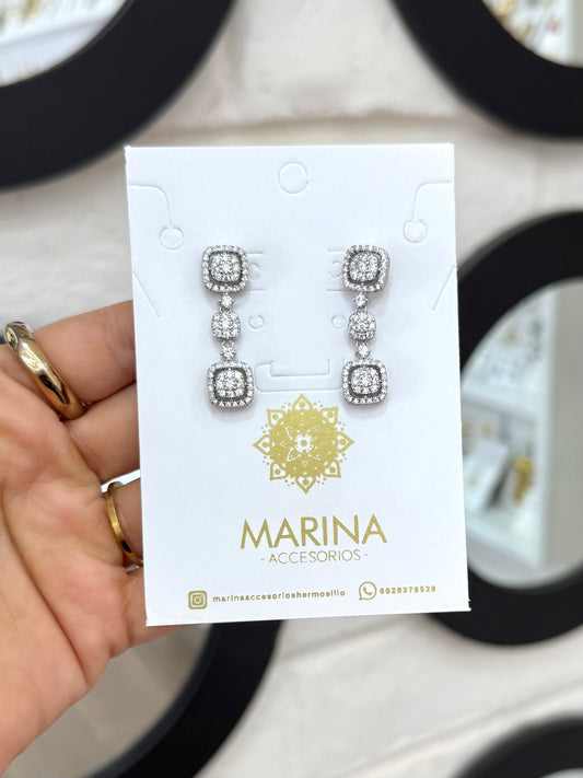 Aretes de pedrería platas