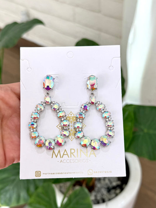Aretes de pedrería tornasol