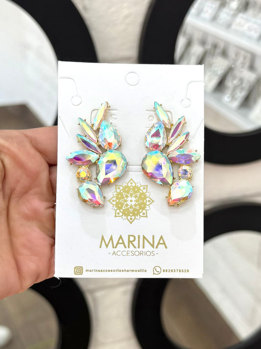 Aretes de pedrería tornasol