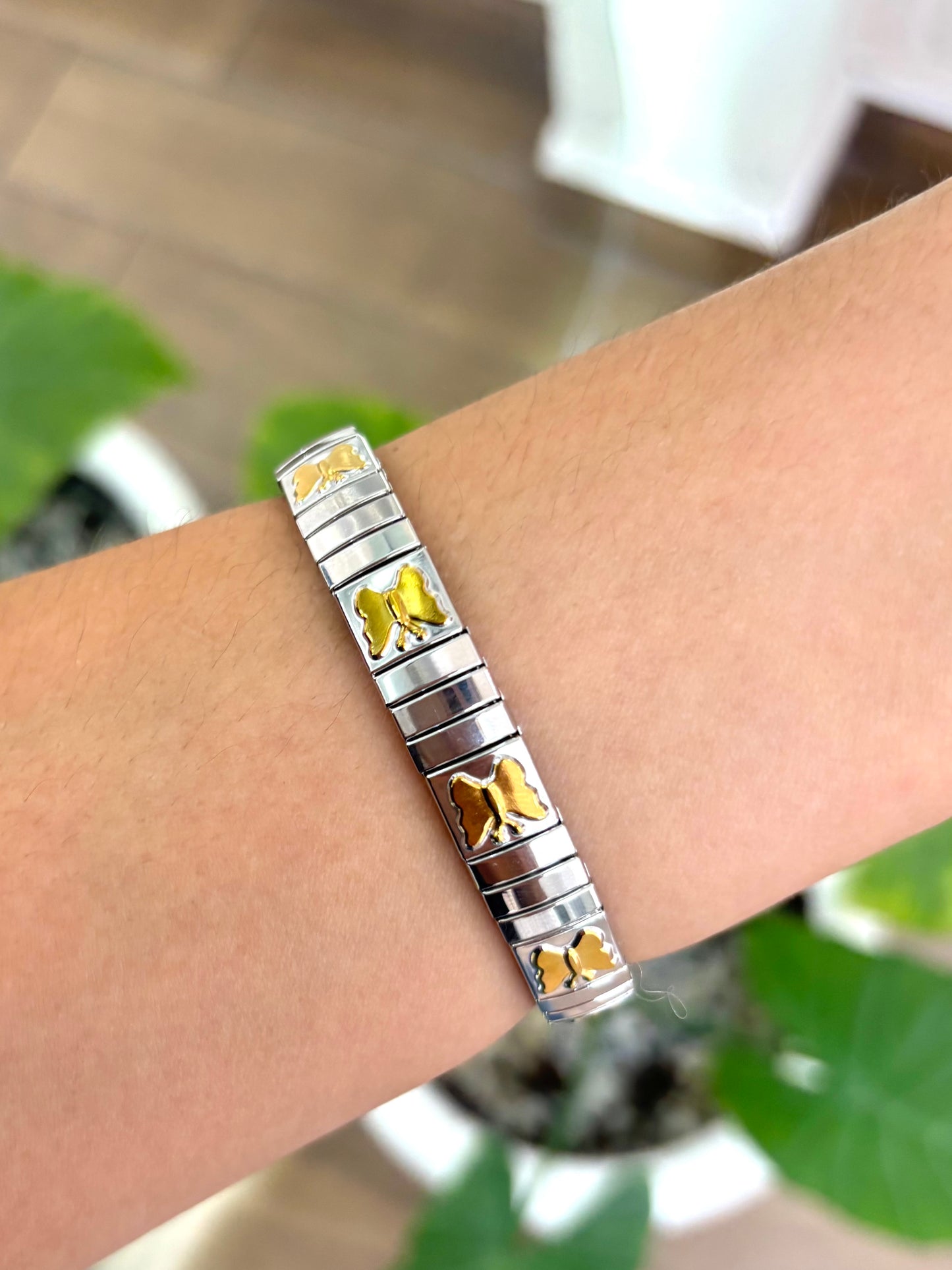 Pulsera plata mariposa