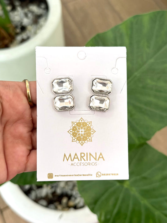 Aretes de pedrería platas