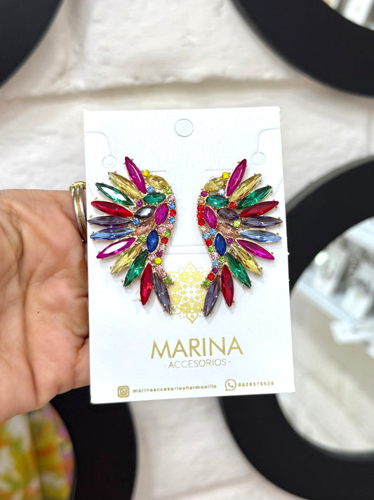 Aretes de pedrería multicolor