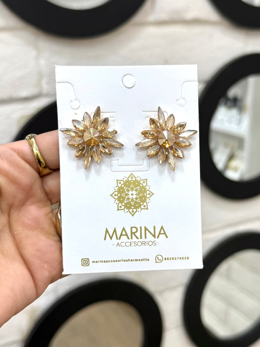 Aretes de pedrería dorados