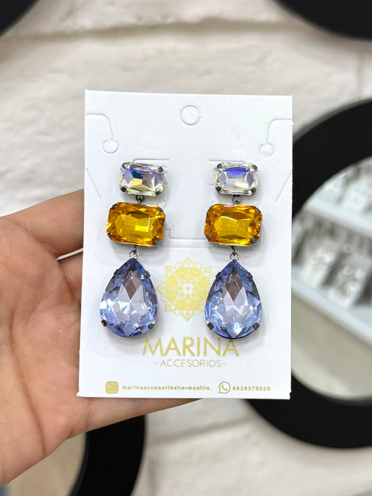 Aretes de pedrería multicolor