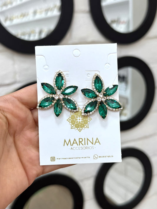 Aretes de pedrería verdes