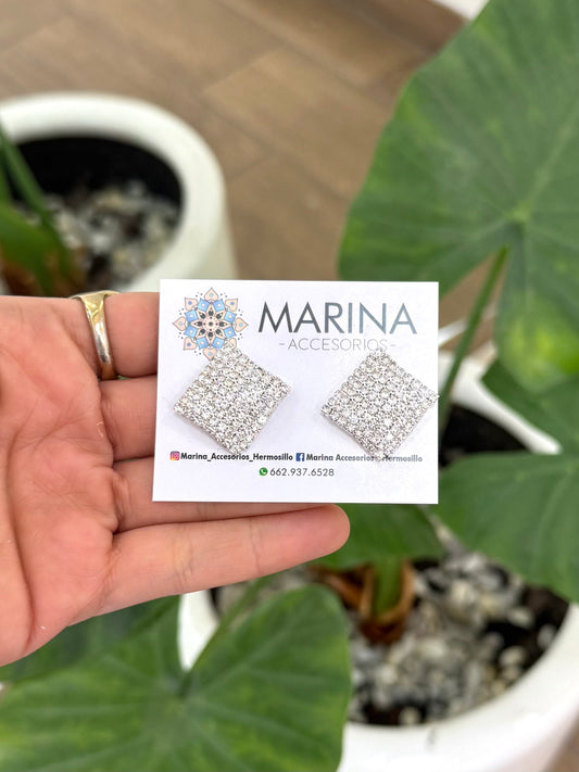 Aretes de pedrería platas