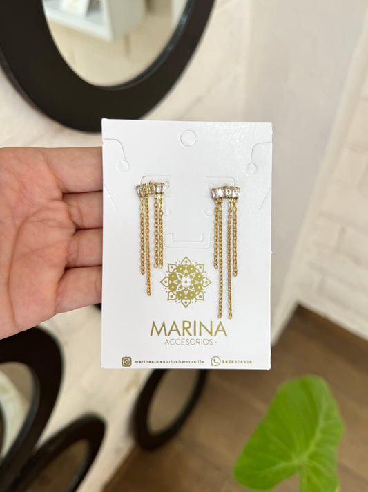 Arete casual piedra blanca