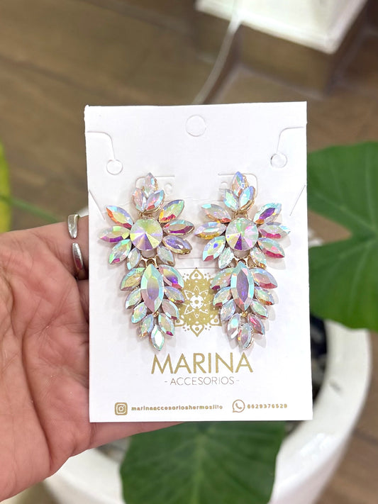 Aretes de pedrería tornasol